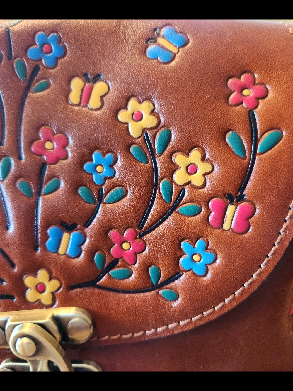 Patricia Nash Brown Floral Embossed Leather Crossbody Bag Anniversary Edition - Picture 9 of 15